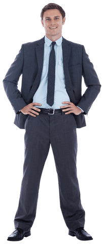 Confident Businessman Smiling in Transparent Outfit
