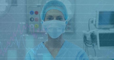 Facemask Doctor Analyzing Medical Data Interface - Download Free Stock Images Pikwizard.com