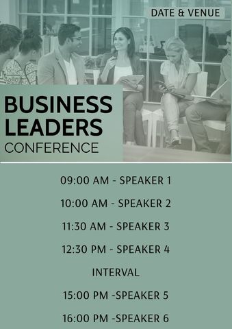 business leaders conference poster with schedule details - Download Free Stock Templates Pikwizard.com