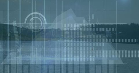 digital data analysis overlaying scenic lake panorama - Download Free Stock Images Pikwizard.com