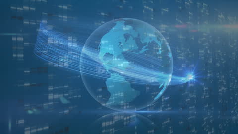 Global Connection Concept with Rotating Digital World Globe
