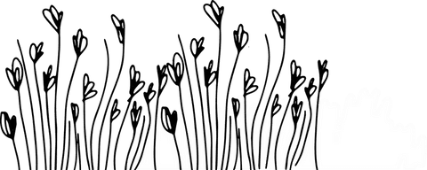 Abstract doodle with heart stems on transparent background