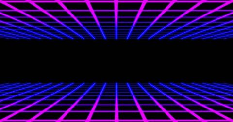 Futuristic neon grid with black center space background