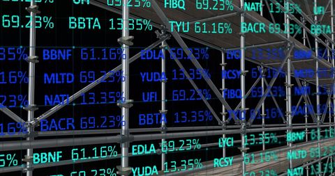 Financial Data Overlaying Industrial Scaffolding Structure - Download Free Stock Images Pikwizard.com