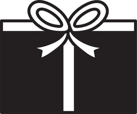 Black Gift Box with Ribbon on Transparent Background