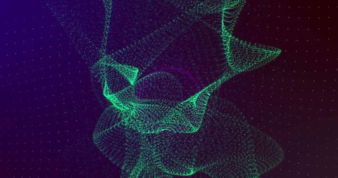 Abstract Green Wave Pattern with Dynamic Motion Particles on Dark Background - Download Free Stock Images Pikwizard.com