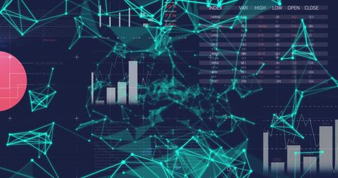 Plexus Networks with Statistical Data on Blue Background - Download Free Stock Images Pikwizard.com