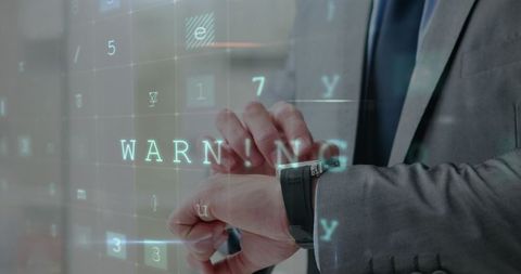 Businessman Viewing Warning Alert on Smartwatch in Office Environment - Download Free Stock Images Pikwizard.com