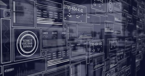 Collage of Data Processing Screens Against Dynamic Cityscape - Download Free Stock Images Pikwizard.com