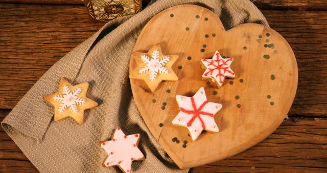Christmas gingerbread cookies on wooden table 4k