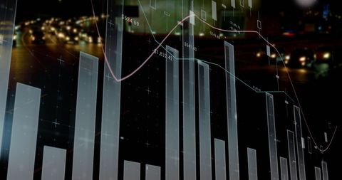 Financial Data Analytics Overlayed on Cityscape - Download Free Stock Images Pikwizard.com