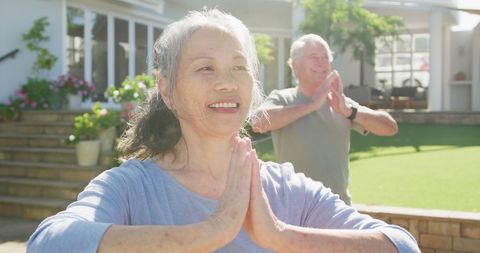 Senior Couple Enjoying Outdoor Yoga for Active Lifestyle