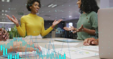 Diverse Team Brainstorming With Digital Graph Overlay - Download Free Stock Images Pikwizard.com