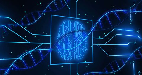 Futuristic Digital DNA Technology Concept on Black Background - Download Free Stock Images Pikwizard.com