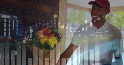 Flower Delivery Mixed with Data Analytics Overlay - Download Free Stock Images Pikwizard.com