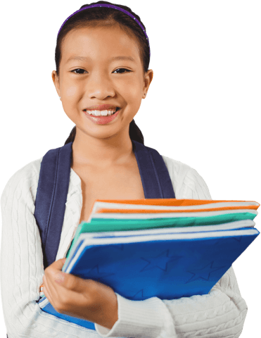 Smiling Asian Student Holding Books, Confident Young Learner Transparent Background