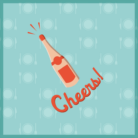 Transparent Celebration Design with Champagne and Cheers Text