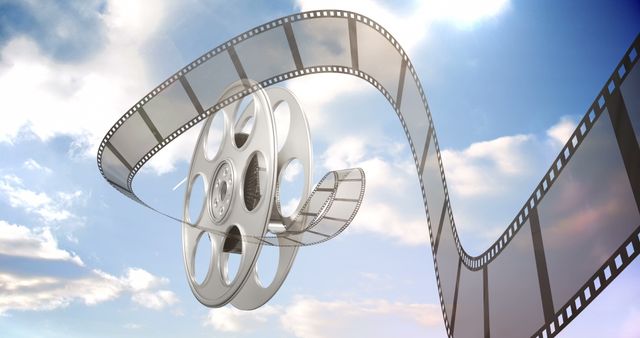 Film Reel with Rolling Tape Against Cloudy Sky - Download Free Stock Images Pikwizard.com