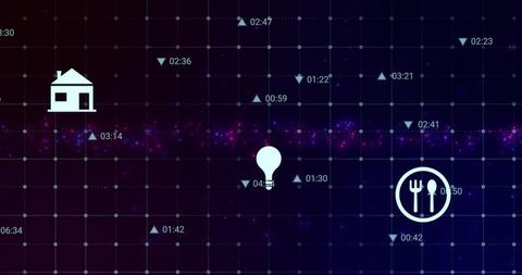Futuristic Digital Interface with Lightbulb and Icons