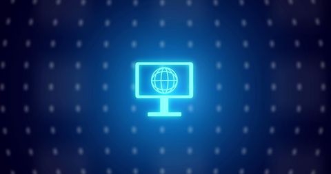 glowing digital interface with computer and globe icon - Download Free Stock Images Pikwizard.com