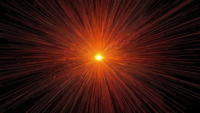 Vibrant Orange Burst of Energy Radiating in Dark Void