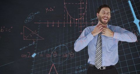Businessman Relaxing in Front of Mathematical Formulas and Graphs - Download Free Stock Images Pikwizard.com