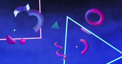 Futuristic abstract geometry with vibrant neon