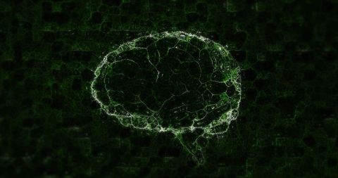 Abstract brain art with digital design