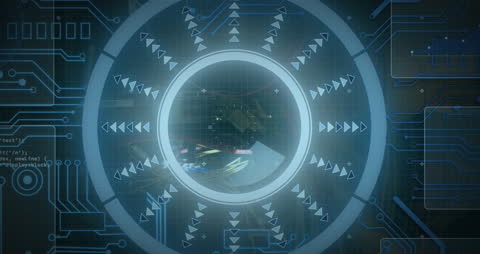 Futuristic Data Processing Animation with Tech Background