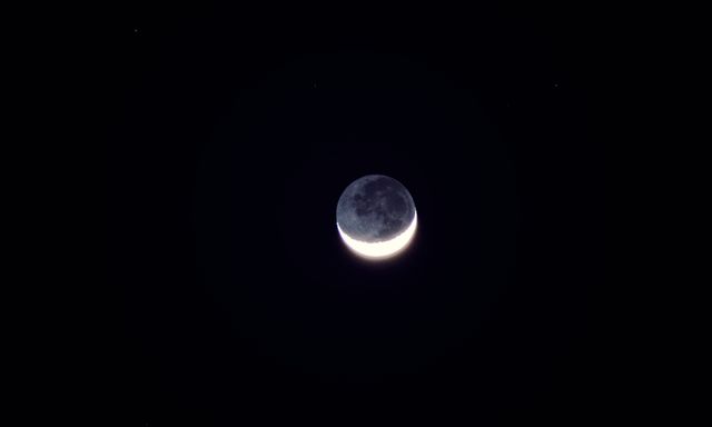 Crescent Moon Illuminated Night Sky - Download Free Stock Photos Pikwizard.com