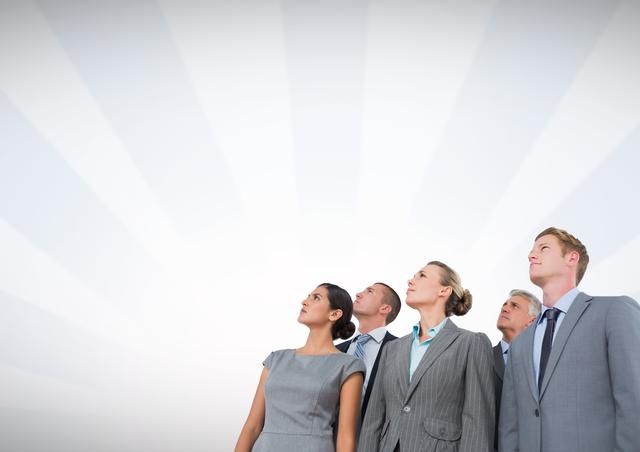 Business Team Looking Up with Radial Background - Download Free Stock Photos Pikwizard.com
