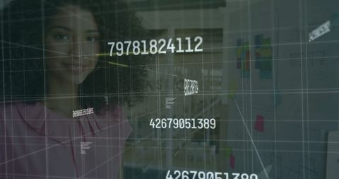 Businesswoman Analyzing Data in Innovative Tech Environment