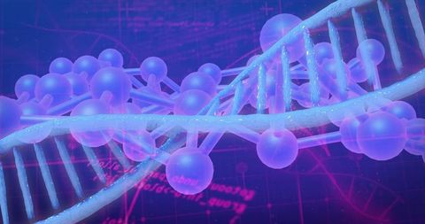 Abstract dna strand with molecular structure and scientific data