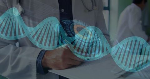 Doctor Analyzing DNA Structure in Modern Lab Setting