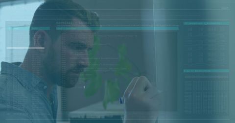 Programmer Engaged in Code Development with Digital Data Overlay - Download Free Stock Images Pikwizard.com