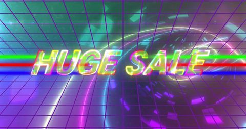 Futuristic Neon Huge Sale Banner with Vibrant Colors