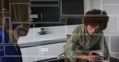 Innovative Collaboration in Modern Office with UI Technology