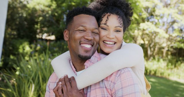 Happy Couple Embracing Outside in Garden - Download Free Stock Images Pikwizard.com