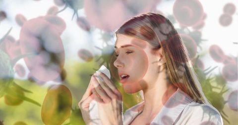Woman Sneezing from Seasonal Allergies in Blooming Environment - Download Free Stock Images Pikwizard.com