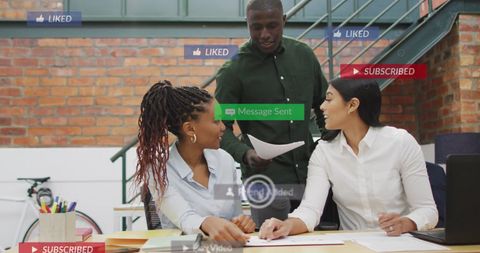 Diverse Professionals Collaborating and Engaging in Office