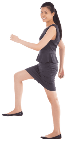 Transparent Asian Businesswoman Walking Confidently