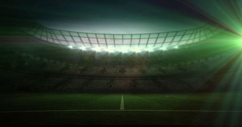 Illuminated Stadium Before Nighttime Sports Event with Copy Space