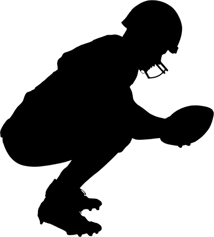 American football player crouching with ball transparent