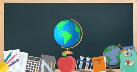 Educational Tools on Chalkboard for Learning and Exploration - Download Free Stock Images Pikwizard.com
