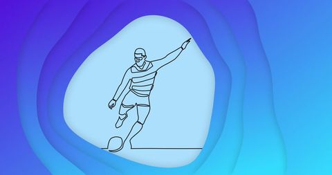 Abstract rugby player in fluid gradient design