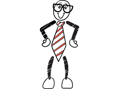 smiling cartoon stick figure with glasses and tie on transparent background - Download Free Stock Videos Pikwizard.com