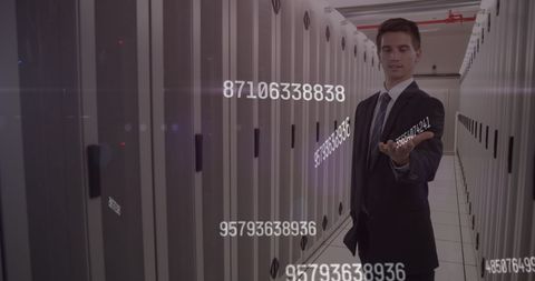 Businessman in Data Center Interacting with Digital Interfaces - Download Free Stock Images Pikwizard.com