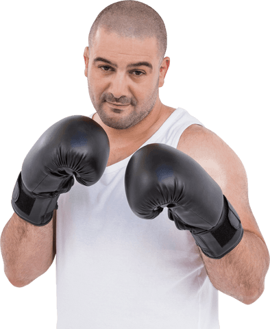 Confident Boxer in White Tank Top and Black Gloves - Download Free Stock Videos Pikwizard.com