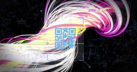 Dynamic qr code in futuristic digital light tapestry