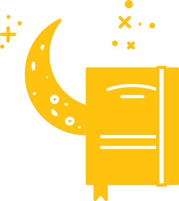 Transparent Vector Illustrating Yellow Moon, Stars and Book for Knowledge and Magic Themes - Download Free Stock Videos Pikwizard.com